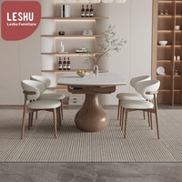Ensemble de table à manger moderne en bois massif avec chaises en marbre, design extensible et pliable, pour salon, maison, villas