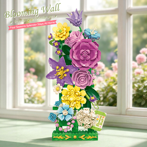 ชุดสร้างดอกไม้ DIY, บล็อกพฤกษศาสตร์ 5 ชนิด, ของตกแต่งดอกไม้แบบหมุนได้สำหรับตั้งโต๊ะ, ของขวัญตกแต่งบ้านสุดสร้างสรรค์สำหรับผู้ใหญ่ - Product Image 1