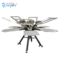 Yinghe New stand 4 6 colores 6 estaciones Máquina automática de serigrafía de camisetas Impresión automática de carrusel con secador flash