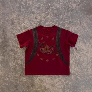 Camiseta Térmica Ajustada para Hombre, Roja, <span class=keywords><strong>Manga</strong></span> Corta, Algodón Slubbed 240gsm, Tejido Tubular Oversize, Sin Marca - Product Image 3