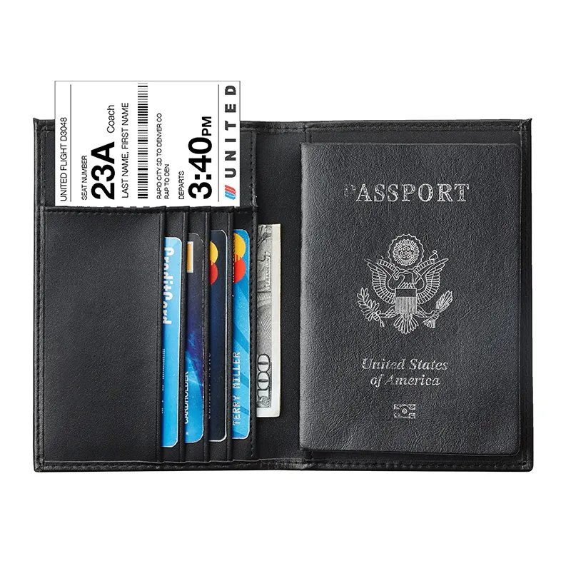 새로운 디자인 Pu 가죽 여권 지갑 지갑 슬림 RFID 여행 여권 커버 카드 홀더 지갑