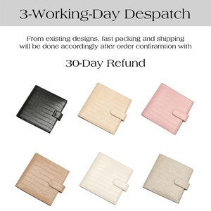 FB TK Etsy – portefeuille en cuir de crocodile A7, 6 anneaux, noir, rose, beige, crème, gris, blanc, nouvelle version - Product Image 4