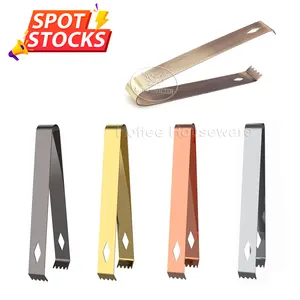 10pcs MOQ Stocked Ice Cube Tong Stainless Steel Bar Cocktail Beer Ice Clip Pick-up Tools Bartender Accessories Sugar Food Tong