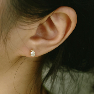Aazuo, joyería fina de 18 quilates, oro amarillo macizo, diamantes naturales auténticos, pendientes clásicos con forma de pera, regalo para mujer y niño, uso diario, Au750 - Product Image 6