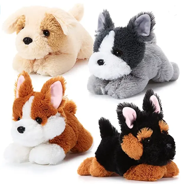 4 gói 8 inch con chó sang trọng Thú nhồi bông mềm Fluffy Puppy đồ chơi