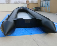 Bateau gonflable noir en aluminium de 9m, bateau de sauvetage à rames