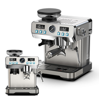 Machine à expresso professionnelle pour la maison, moulin à café, 20 bars, mousseur à lait, buse vapeur, réservoir d'eau amovible, machine à cappuccino et latte