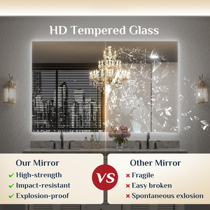 Miroir anti-buée rectangulaire à angle droit moderne IP44 <span class=keywords><strong>LED</strong></span> à intensité variable avec réglable pour une utilisation dans la <span class=keywords><strong>salle</strong></span> <span class=keywords><strong>de</strong></span> <span class=keywords><strong>bain</strong></span> - Product Image 4