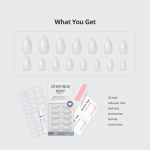 BTARTBOX XCOAT Plain Press on <b>Nails</b> En Gel Wholesale Medium Almond Soft Gel White Shinny Reusable False Fake <b>Nails</b> <b>Set</b> with Glue - Product Image 3