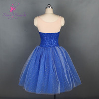Robe de ballet bleu brillant de qualité supérieure, tutu en spandex, robe justaucorps à paillettes, costume de ballerine pour filles, nouvelle collection 19506