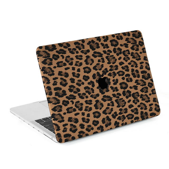 Leopard Pattern PU Leather Custom Hard Case for Macbook Pro Air 13 14 15 16 Laptop Waterproof Dustproof Sling Cover