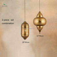 Lampe suspendue islamique 3D de style industriel en fer rétro unique, parfaite pour le lustre en mousseline creuse traditionnelle de style marocain