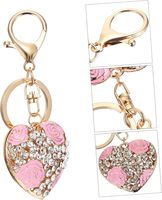Porte-clés en alliage incrusté de strass en forme de cœur, pendentif orné de cristaux transparents pour clés de voiture, sacs et décoration intérieure