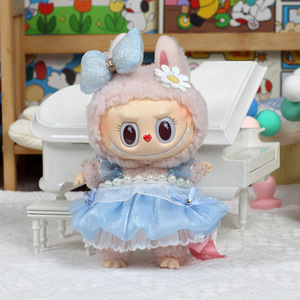 Conjunto de Falda de Tul para Muñeca Labubu, para Niñas de 8 a 13 Años, Vestido Blanco de Dos Piezas con Perlas y Lazo como Accesorio - Product Image 4