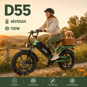 Bicicleta Eléctrica de Gran Capacidad D55, 48V 55AH, Bicicleta Eléctrica con Llantas Gruesas para Ciudad, 20 Pulgadas, con Porta Mascotas - Product Image 1