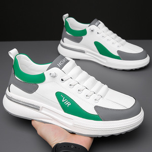 Zapatos Casuales de Piel Genuina para Hombre, Primavera-Otoño, Negros y Blancos, Suela Gruesa, Antideslizantes, para Uso en Exteriores - Product Image 2