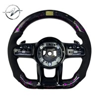 Volante Deportivo de 3 Radios con Pantalla LED, Fibra de Carbono Forjada y Cuero para W223 W205 809P