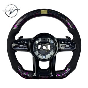 Volante Deportivo de 3 Radios con Pantalla LED, Fibra de Carbono Forjada y Cuero para W223 W205 809P - Product Image 1