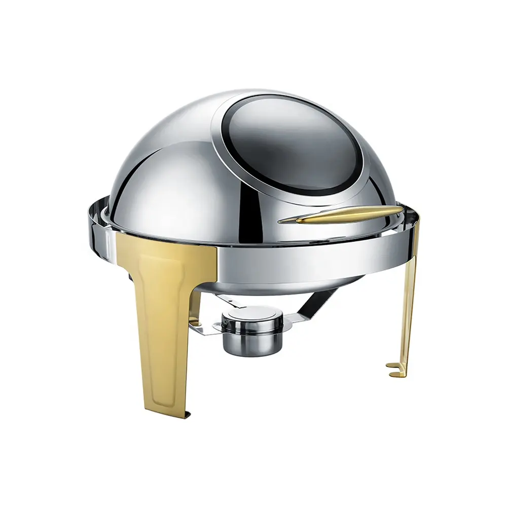Dontalen Deluxe 6L Gold Round Roll Top Chafing Dish Roll Top Round Shape chafer for wholesale