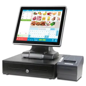 Goede Supermarkt Capacitieve Touch Pos Systeem 17 ''All-In-One Pos Terminal Kassa Met Printer En kassalade