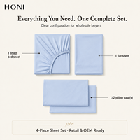 HONI Ventes chaudes Draps et taies d'oreiller en viscose / coton 200TC de style moderne, couleur unie, taille King, 4 pièces, doux, pour la chambre à coucher