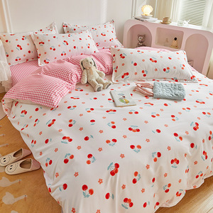 Set di Biancheria da Letto Stile Fresco, Lenzuolo e Copripiumino Singolo per Ragazze Adolescenti, 3 o 4 Pezzi per Dormitorio Universitario - Product Image 1