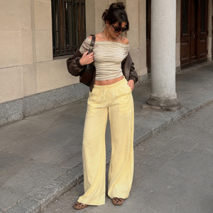 Women's <b>Drawstring</b> Wide Leg Pants Elastic Waist Loose Casual Lounge <b>Trousers</b> Lightweight Summer Beach Vacation Palazzo Pants - Product Image 4