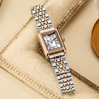 Montre personnalisée SK Fashionable avec logo, bracelet en cuir de vachette massif, placage or rose IP, montres-bracelets OEM ODM, verre quartz personnalisé