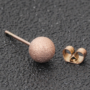 Pendientes de bola de acero de titanio esmerilado de 6mm y 8mm, diseño geométrico simple para mujeres, estudiantes, joyería de moda - Product Image 4
