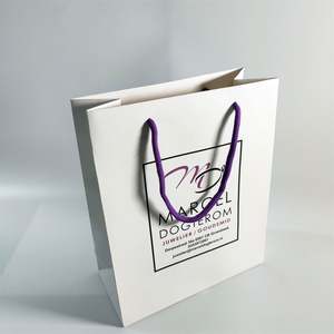 KUAIMA logo Printed Pearl <b>White</b> Cardboard <b>Paper</b> <b>Bags</b> with Your Own logo Supermarket - Product Image 2