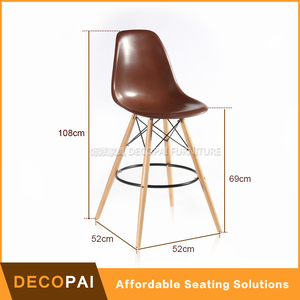 De plástico patas de madera de comedor de interior al aire libre taburete de <span class=keywords><strong>bar</strong></span> - Product Image 3