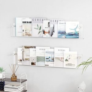 Estante <span class=keywords><strong>de</strong></span> Acrílico Transparente <span class=keywords><strong>para</strong></span> Pared, <span class=keywords><strong>para</strong></span> Exhibir Revistas, Libros y Pósters en un Hogar u Oficina Modernos - Product Image 1