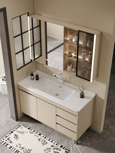 New hanging bathroom cabinet combination modern simple ceramic integrated basin washstand washbasin cabinet - Product Image 3