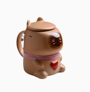 Mug Keramik Porselen Capybara Kartun Nordik Kreatif dengan Tutup, Dapat Digunakan Kembali, Portabel, Aman untuk Mesin Cuci Piring dan Microwave, Cangkir Kopi untuk Kantor dan Rumah - Product Image 5