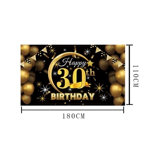 Impression personnalisée or joyeux 20e <span class=keywords><strong>anniversaire</strong></span> bannière signe décorations de fond pour femmes filles - Product Image 2