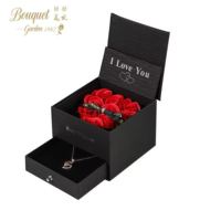 Kotak Hadiah Kalung Bunga Sabun Buatan Tangan Terlaris, Bunga Abadi Tahan Lama untuk Pernikahan, Hari Ibu & Hari Dewi