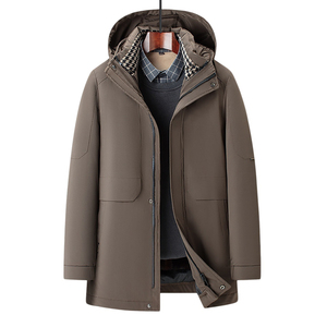 Cappotto Invernale da <span class=keywords><strong>Uomo</strong></span> Casual Business Imbottito in <span class=keywords><strong>Pile</strong></span> di Cotone <span class=keywords><strong>con</strong></span> <span class=keywords><strong>Cappuccio</strong></span> Staccabile, Giacca Lunga e Calda in Cotone, Abbigliamento Invernale 2025 - Product Image 1