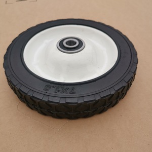 White <b>Plastic</b> Iron <b>Wheel</b> 7X1.5 Solid Rubber Caster Silent Operation Industrial Use - Product Image 1