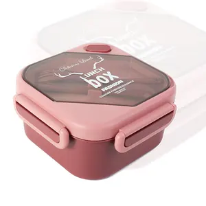 2023 Hotselling Bento Box Plastic Lunch Box School Office Food Box with Spork