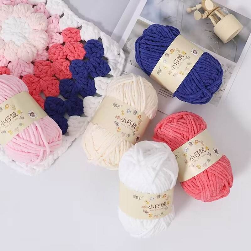 50gram Roll 100% Polyester Velvet Baby 3mm Thin Mini Chenille Blanket Yarn  for Hand Knitting Crocheting