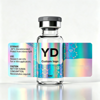 Étiquettes autocollantes personnalisées pour flacons de peptides avec logo, imperméables, holographiques, 3 ml, 5 ml, 10 ml, petites bouteilles