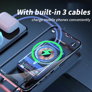 High Quality 10000mAh Wireless Magnetic Portable Power Bank Transparent Design with Three Charging <b>Cables</b> and Digital Display - Product Image 3