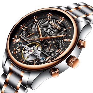 Montre mécanique pour homme KINYUED, étanche 3 ATM, bracelet en acier inoxydable, design double fermoir papillon, calendrier complet, vente en gros - Product Image 1