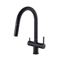 Robinet de cuisine SANIVITAL de style moderne en laiton, à poser sur le comptoir, avec douchette extractible, monotrou, trois voies, double poignée, pour usage hôtelier, mitigeur d'évier