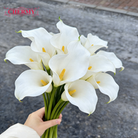 Dalian Chermy DC133 – Nouvelle fleur décorative populaire pour mariage, lys calla artificiel en EVA, toucher réel, blanc, pour la fête des mères