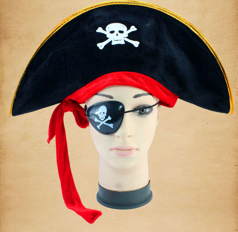 SOPSTUO – Chapeau De Pirate Capitaine Avec Tête De Mort, Cache-Œil Inclus – Déguisement Enfant Adulte Pour Fêtes Et Anniversaires