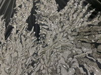 Voiles de mariée élégants en dentelle faits à la main, de haute qualité, avec paillettes de luxe, couleur ivoire, vente en gros