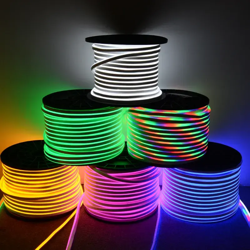 Gm MYJ01 lampu strip fleksibel led neon 12v, lampu led neon warna piksel beralamat RGB 5m/50m/100m 120 led/m smd 2835