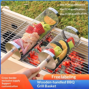 Panier <span class=keywords><strong>de</strong></span> barbecue portable d'extérieur, grille <span class=keywords><strong>de</strong></span> barbecue <span class=keywords><strong>en</strong></span> <span class=keywords><strong>bois</strong></span> anti-rouille, cage <span class=keywords><strong>de</strong></span> barbecue rotative pour camping et pique-nique - Product Image 2