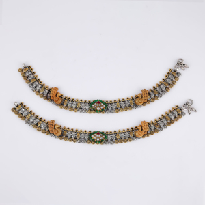 Classic Ethnic Sterling <b>Silver</b> Gold Plated Fine Jewelry Sets Ganesha <b>Anklets</b> with Kundan Details Women Foot Jewelry - Product Image 3